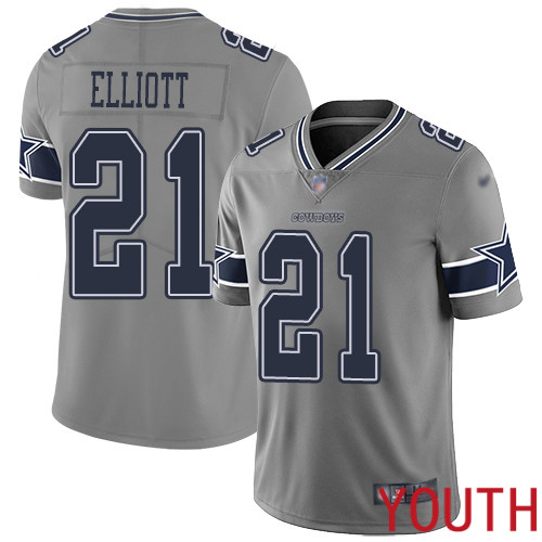 Youth Dallas Cowboys Limited Gray Ezekiel Elliott #21 Inverted Legend NFL Jersey
